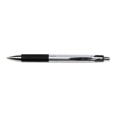 Universal Products Universal Comfort Grip Retractable Ballpoint Pen, 1mm, Black Ink, Silver Barrel, Dozen UNV15540